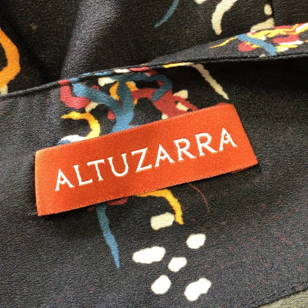 ALTUZARRA BLACK / RED MULTI TEYS PRINTED PLEATED DRESS - Picture 4 of 5